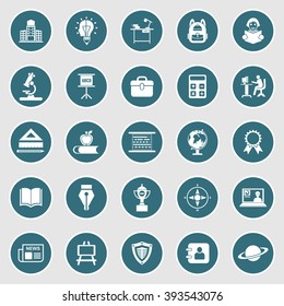 Education Flat Colors Icon Set. Eps-10.