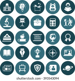 Education Flat Colors Icon Set. Eps-10.