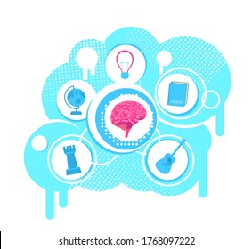 Education flat concept vector illustration. Effective acquisition by brain new information. 2D cartoon characters for web design. Assimilation of new experiences, skills creative idea