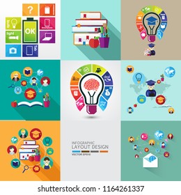 education flat design background set