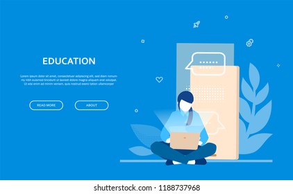 Education - flat design style colorful web banner