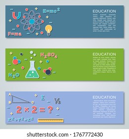 Educación diseño plano estilo banderas horizontales colección vectorial
