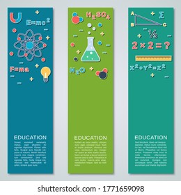 Education flat design style vertical banners vector collection