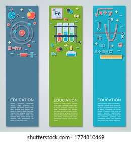 Education flat design style vertical banners vector collection