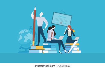 Education. Flat design vector illustration concept for web banner and advertising material.