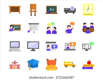 Education flat icon collection for classroom activity