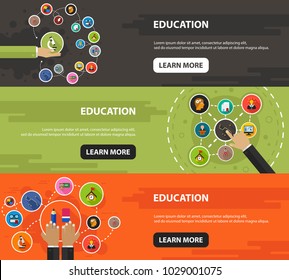 Education flat icon concept. Vector illustration. Element template for design.