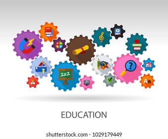 Education flat icon concept. Vector illustration. Element template for design.