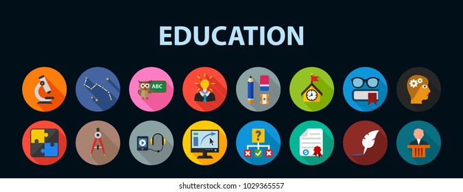 Education flat icon concept. Vector illustration. Element template for design.
