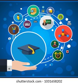 Education flat icon concept. Vector illustration. Element template for design.