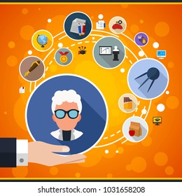 Education flat icon concept. Vector illustration. Element template for design.