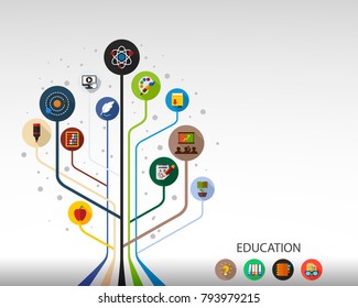 Education flat icon concept. Vector illustration. Element template for design.