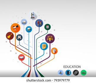 Education flat icon concept. Vector illustration. Element template for design.