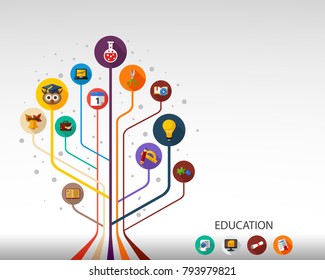 Education flat icon concept. Vector illustration. Element template for design.