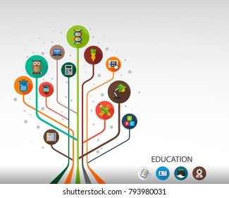 Education flat icon concept. Vector illustration. Element template for design.
