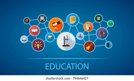 Education flat icon concept. Vector illustration. Element template for design.