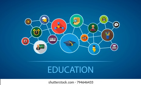 Education flat icon concept. Vector illustration. Element template for design.