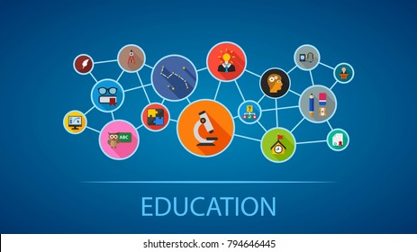 Education flat icon concept. Vector illustration. Element template for design.