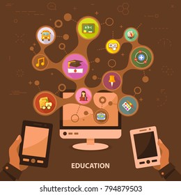 Education flat icon concept. Vector illustration. Element template for design.