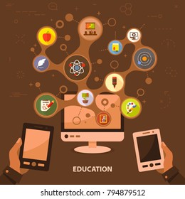 Education flat icon concept. Vector illustration. Element template for design.