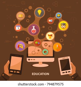 Education flat icon concept. Vector illustration. Element template for design.