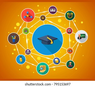Education flat icon concept. Vector illustration. Element template for design.