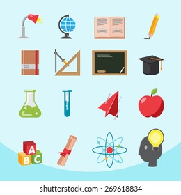 Education Flat Icon Design Set Vector