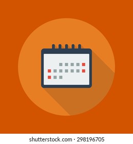 Education Flat Icon With Long Shadow. Calendar