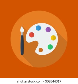 Education Flat Icon With Long Shadow. Art palette