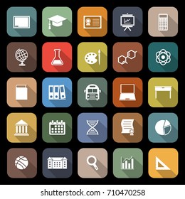 Education flat icon with long shadow, stock vector