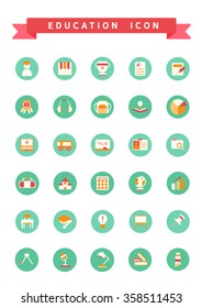 education flat Icon Set