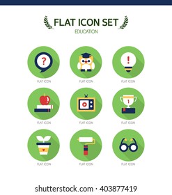 education flat icon set
