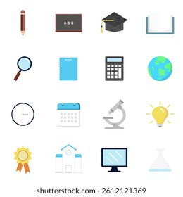 Education flat icon set design vector