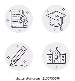 Education Flat Icon Set Isolated On White Background