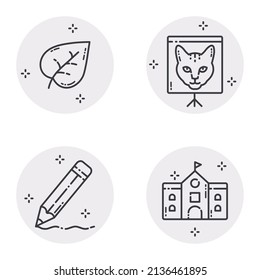 Education Flat Icon Set Isolated On White Background