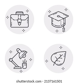 Education Flat Icon Set Isolated On White Background
