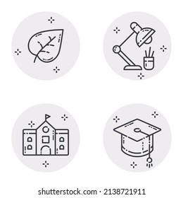 Education Flat Icon Set Isolated On White Background