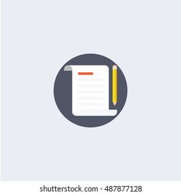 Education Flat Icon Set for Poster, Web Site Like Test, Pencil 