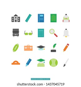 Education Flat Icon Set Vector Illustration Logo Template For Website Or Mobile App.
