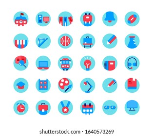 Education flat icon set. Vector and Illustration.