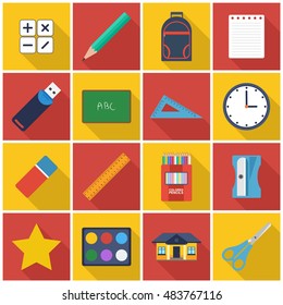 education flat icon set. You can be used education icon for several purposes like: websites, UI, UX, print templates, promotional materials, info-graphics, web and mobile phone apps.