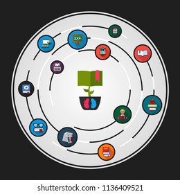 Education flat icons concept. Vector illustration. Element template for design.