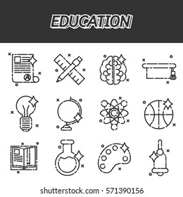 Education flat icons set