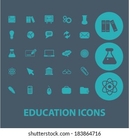 education flat icons set  for digital web, print, design, mobile phone apps, vector