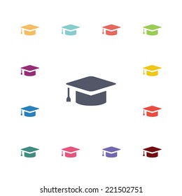 education flat icons set. Open round colorful buttons. Vector 