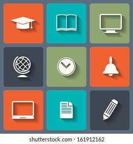 Education Flat icons for Web and Mobile Applications