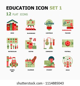 Education Flat icons.Back to school Concept Thin line icons.