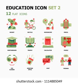 Education Flat icons.Back to school Concept Thin line icons.