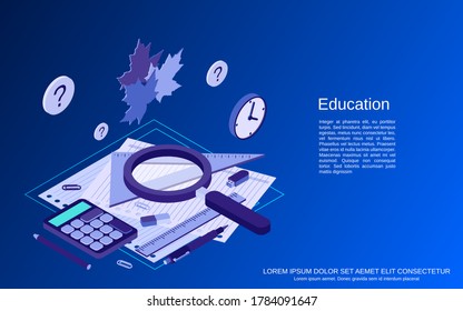 Education flat isometric vector concept illustration