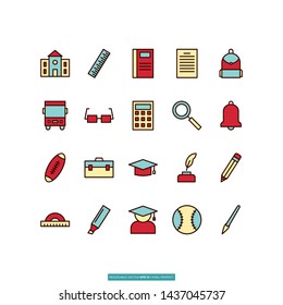 Education Flat Line Icon Set Vector Illustration Logo Template For Website Or Mobile App.